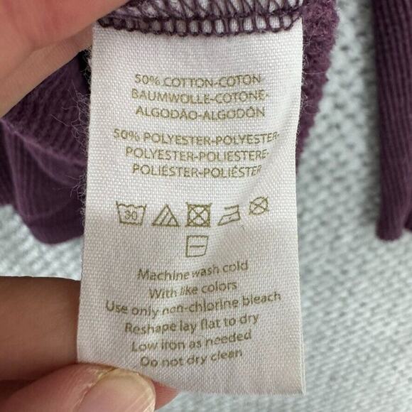 We The Free Top Womens XS Plum Waffle Knit Thermal Long Sleeves Crew Neck A-Line - Picture 8 of 8